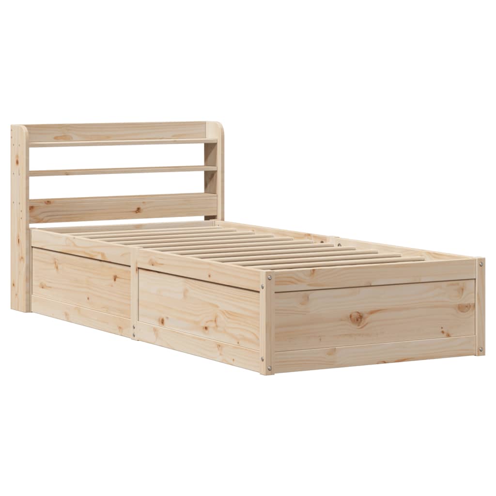 Bedframe met hoofdbord massief grenenhout 90x190 cm is nu te koop bij PeponiXL, paradijselijk wonen!