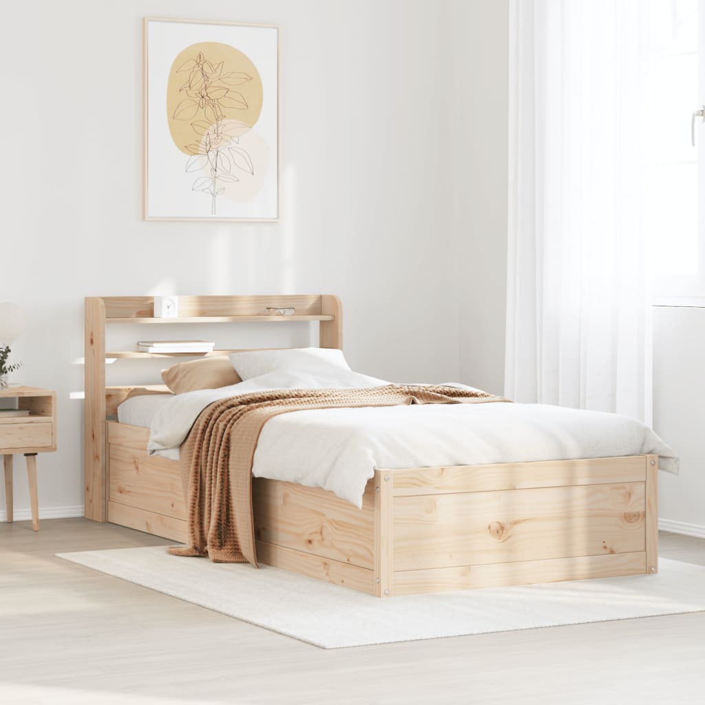 Bedframe met hoofdbord massief grenenhout 90x190 cm is nu te koop bij PeponiXL, paradijselijk wonen!