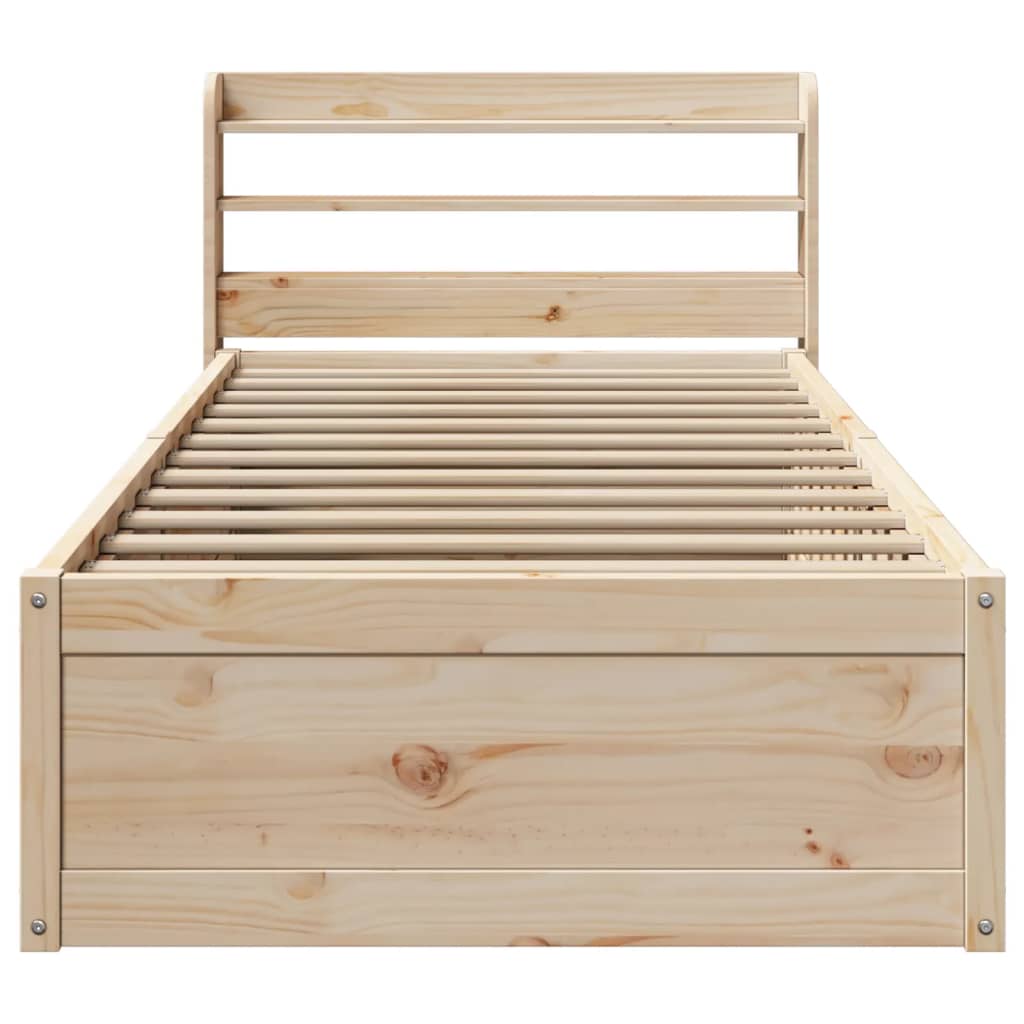 Bedframe met hoofdbord massief grenenhout 90x190 cm is nu te koop bij PeponiXL, paradijselijk wonen!