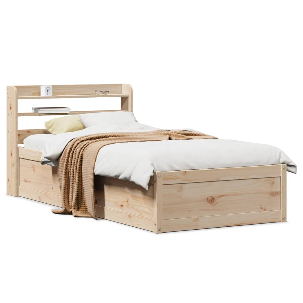Bedframe met hoofdbord massief grenenhout 90x190 cm is nu te koop bij PeponiXL, paradijselijk wonen!
