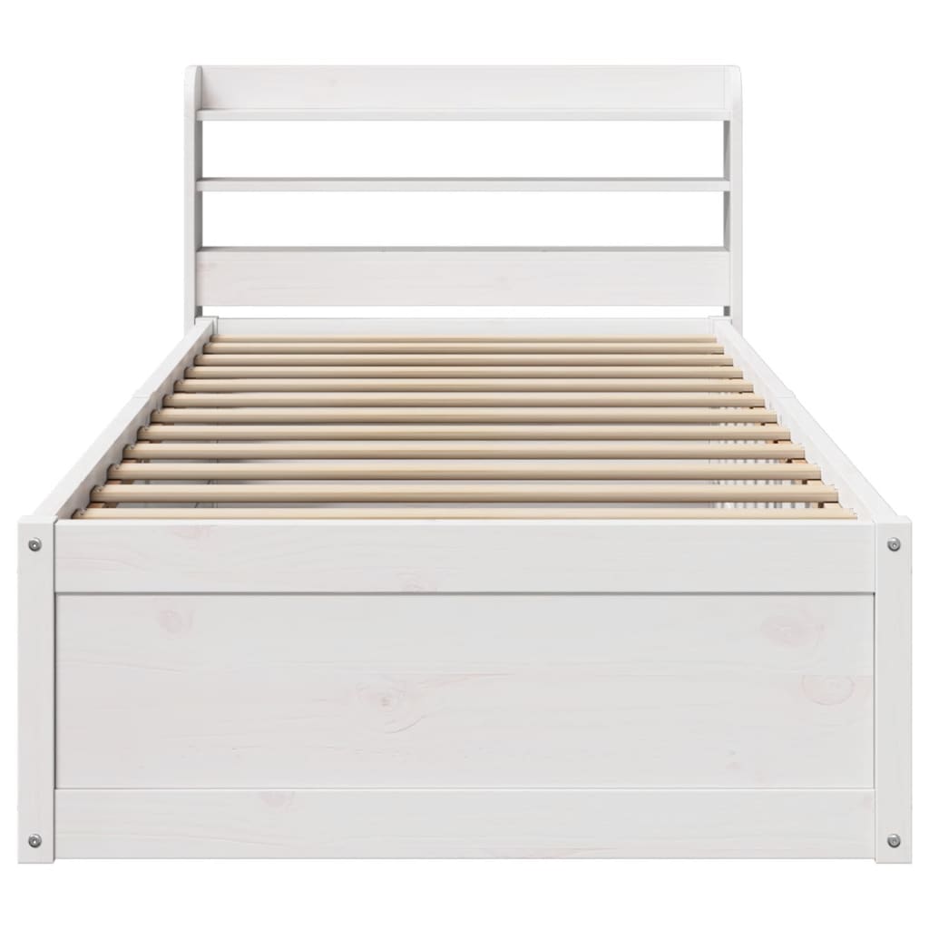 Bedframe met hoofdbord massief grenenhout wit 90x190 cm is nu te koop bij PeponiXL, paradijselijk wonen!