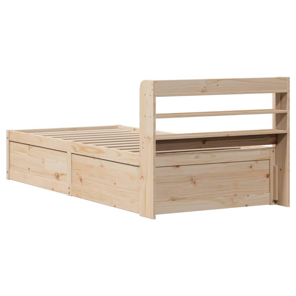 Bedframe met hoofdbord massief grenenhout 75x190 cm is nu te koop bij PeponiXL, paradijselijk wonen!