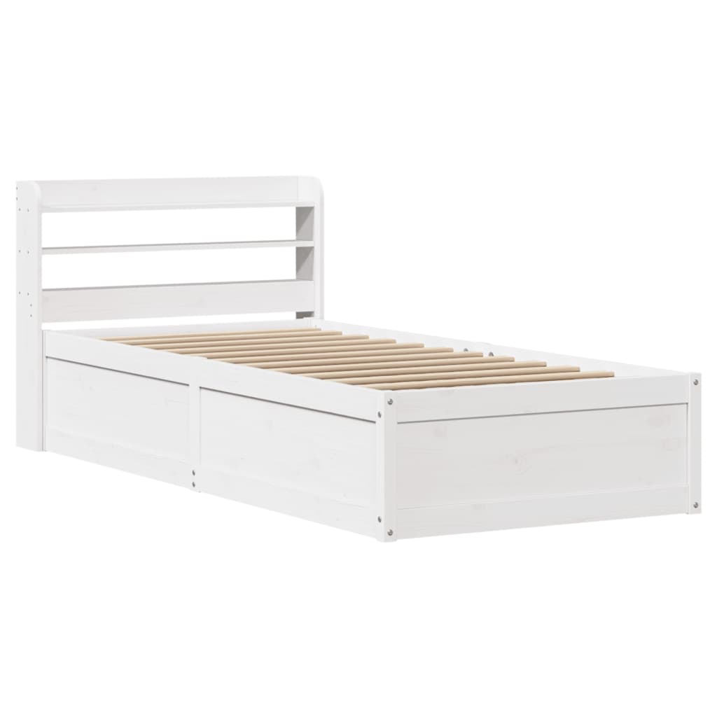 Bedframe met hoofdbord massief grenenhout wit 75x190 cm is nu te koop bij PeponiXL, paradijselijk wonen!