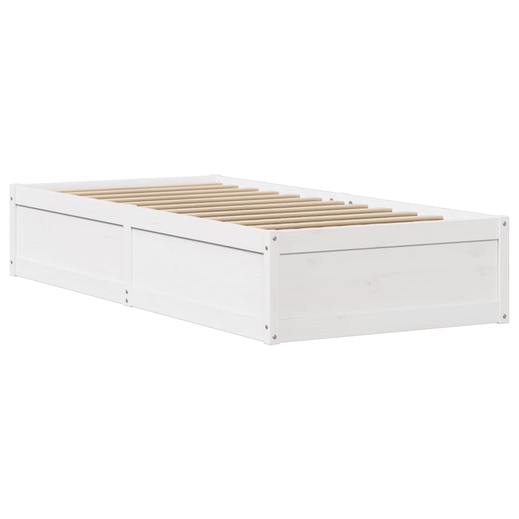 Bedframe met hoofdbord massief grenenhout wit 75x190 cm is nu te koop bij PeponiXL, paradijselijk wonen!