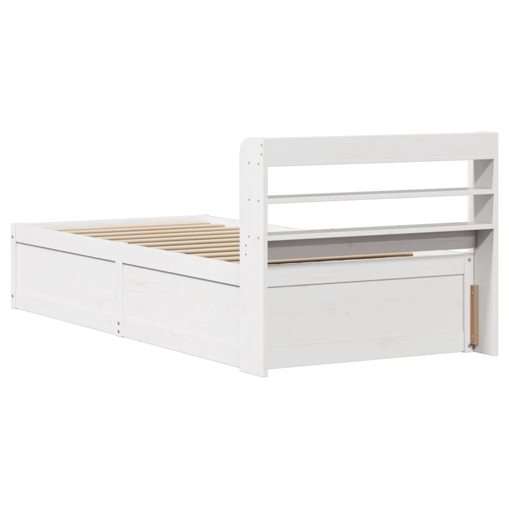 Bedframe met hoofdbord massief grenenhout wit 75x190 cm is nu te koop bij PeponiXL, paradijselijk wonen!