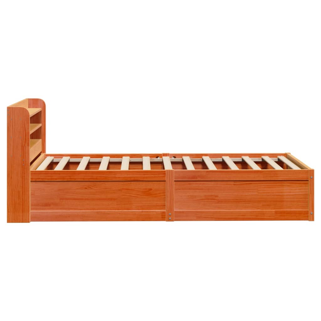 Bedframe met hoofdbord massief grenenhout wasbruin 75x190 cm is nu te koop bij PeponiXL, paradijselijk wonen!
