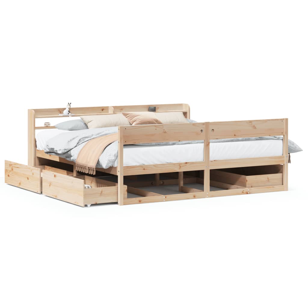 Bedframe zonder matras massief grenenhout 200x200 cm is nu te koop bij PeponiXL, paradijselijk wonen!