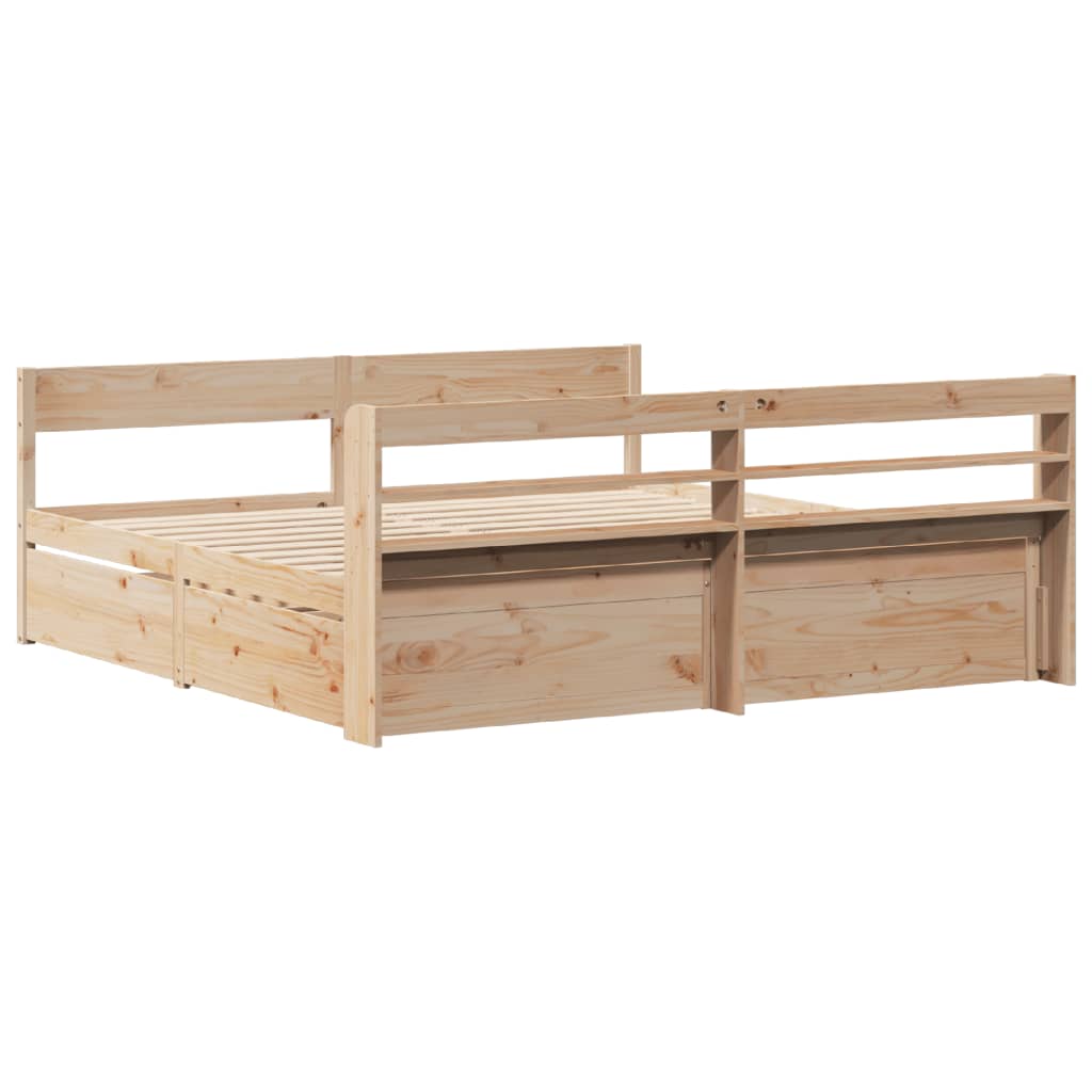Bedframe zonder matras massief grenenhout 200x200 cm is nu te koop bij PeponiXL, paradijselijk wonen!