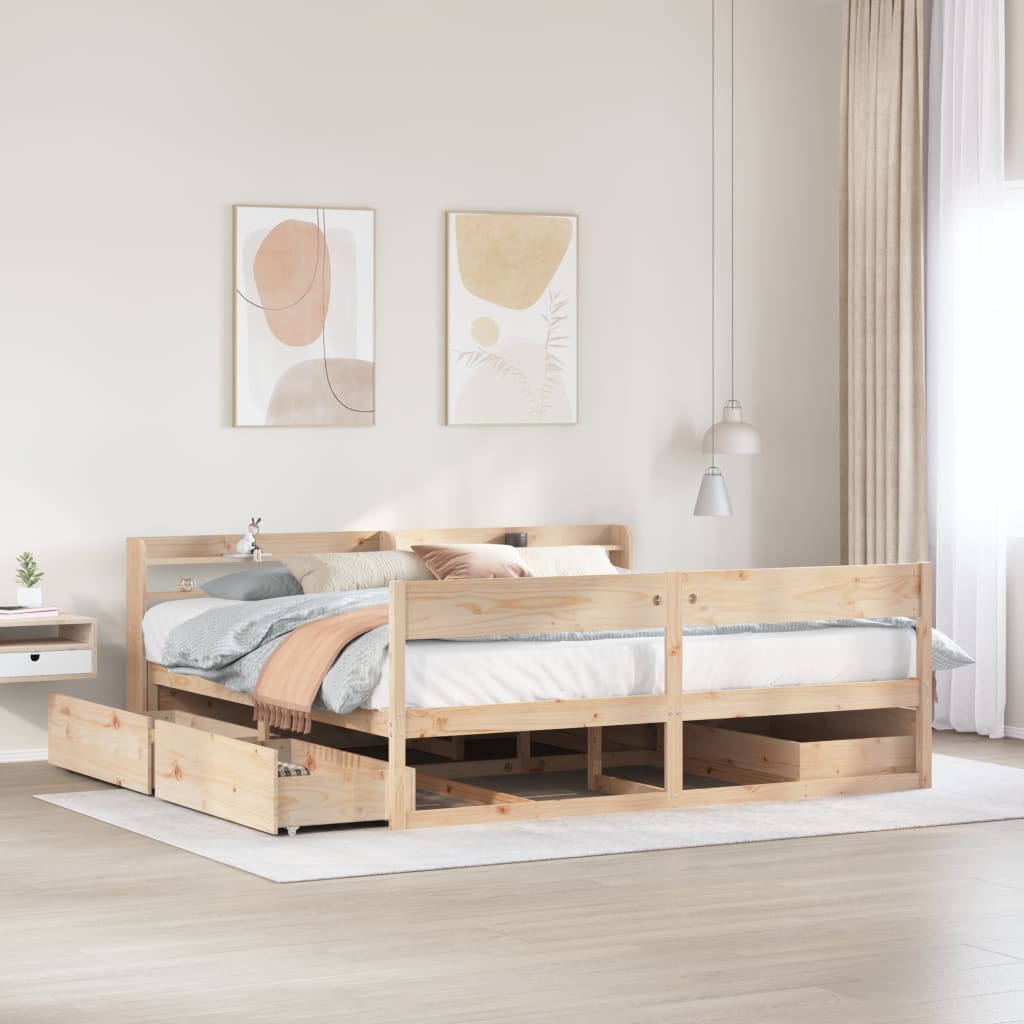 Bedframe zonder matras massief grenenhout 200x200 cm is nu te koop bij PeponiXL, paradijselijk wonen!
