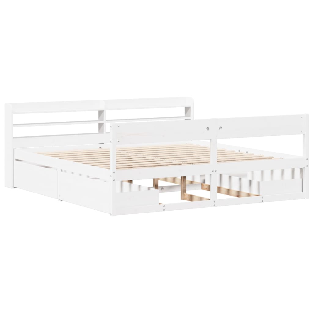 Bedframe zonder matras massief grenenhout wit 200x200 cm is nu te koop bij PeponiXL, paradijselijk wonen!