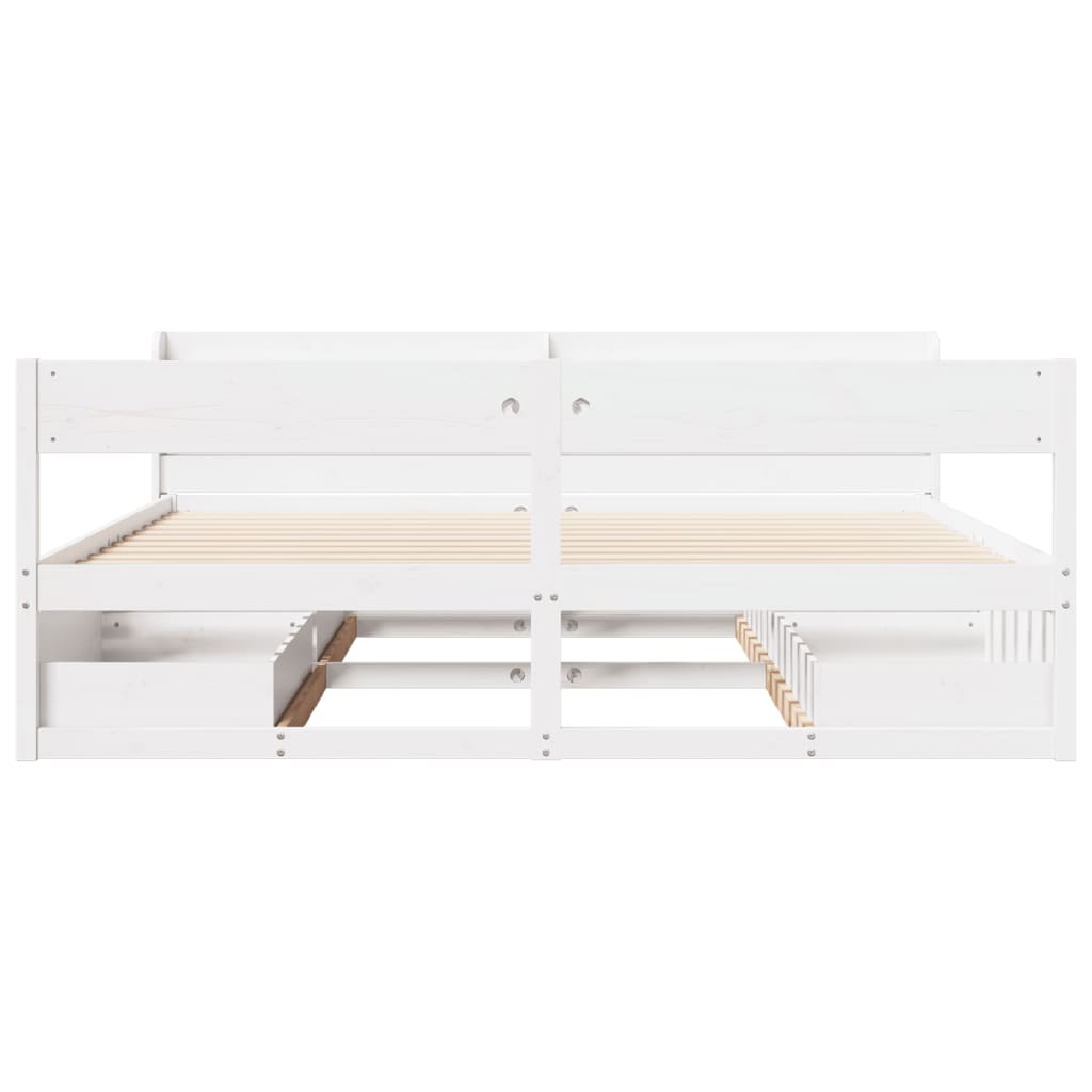 Bedframe zonder matras massief grenenhout wit 200x200 cm is nu te koop bij PeponiXL, paradijselijk wonen!