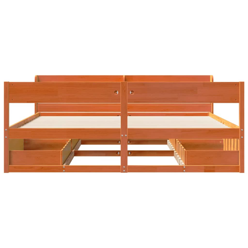 Bedframe zonder matras massief grenenhout wasbruin 200x200 cm is nu te koop bij PeponiXL, paradijselijk wonen!
