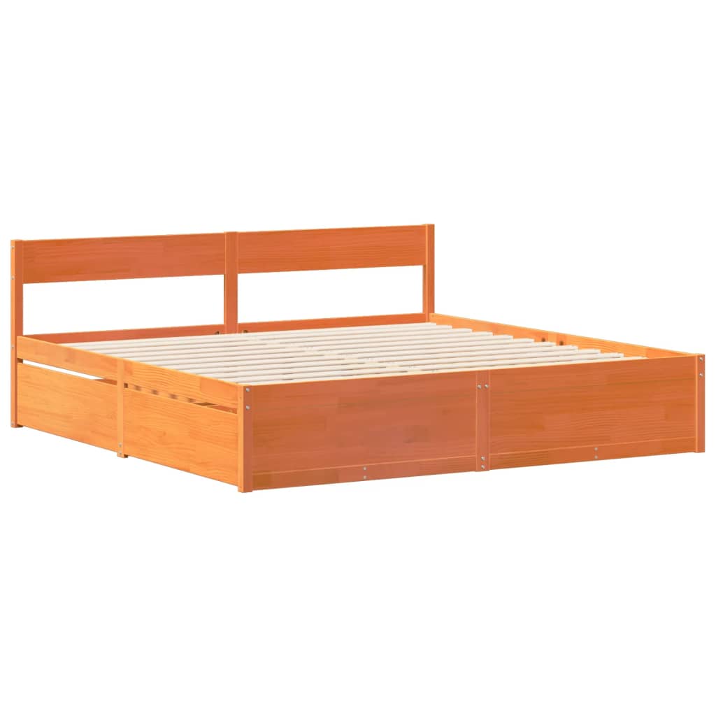 Bedframe zonder matras massief grenenhout wasbruin 200x200 cm is nu te koop bij PeponiXL, paradijselijk wonen!
