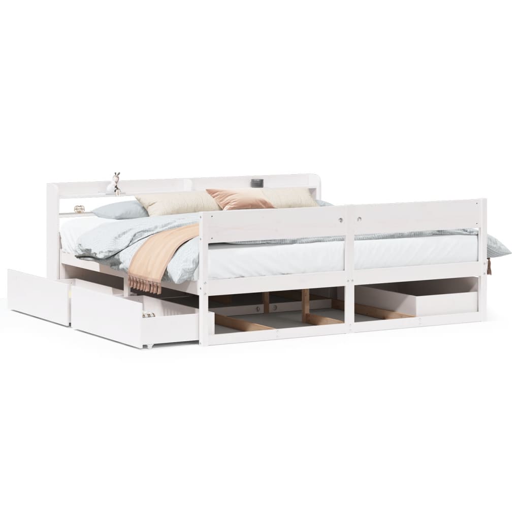 Bedframe zonder matras massief grenenhout wit 180x200 cm is nu te koop bij PeponiXL, paradijselijk wonen!