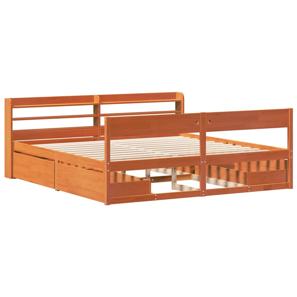 Bedframe zonder matras massief grenenhout wasbruin 180x200 cm is nu te koop bij PeponiXL, paradijselijk wonen!