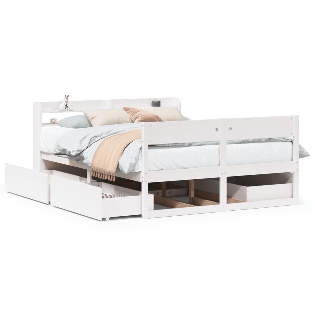 Bedframe zonder matras massief grenenhout wit 160x200 cm is nu te koop bij PeponiXL, paradijselijk wonen!
