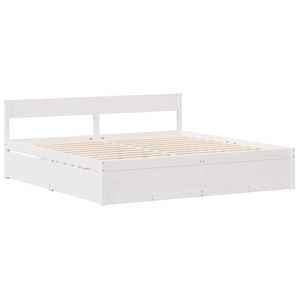 Bedframe zonder matras massief grenenhout wit 150x200 cm is nu te koop bij PeponiXL, paradijselijk wonen!