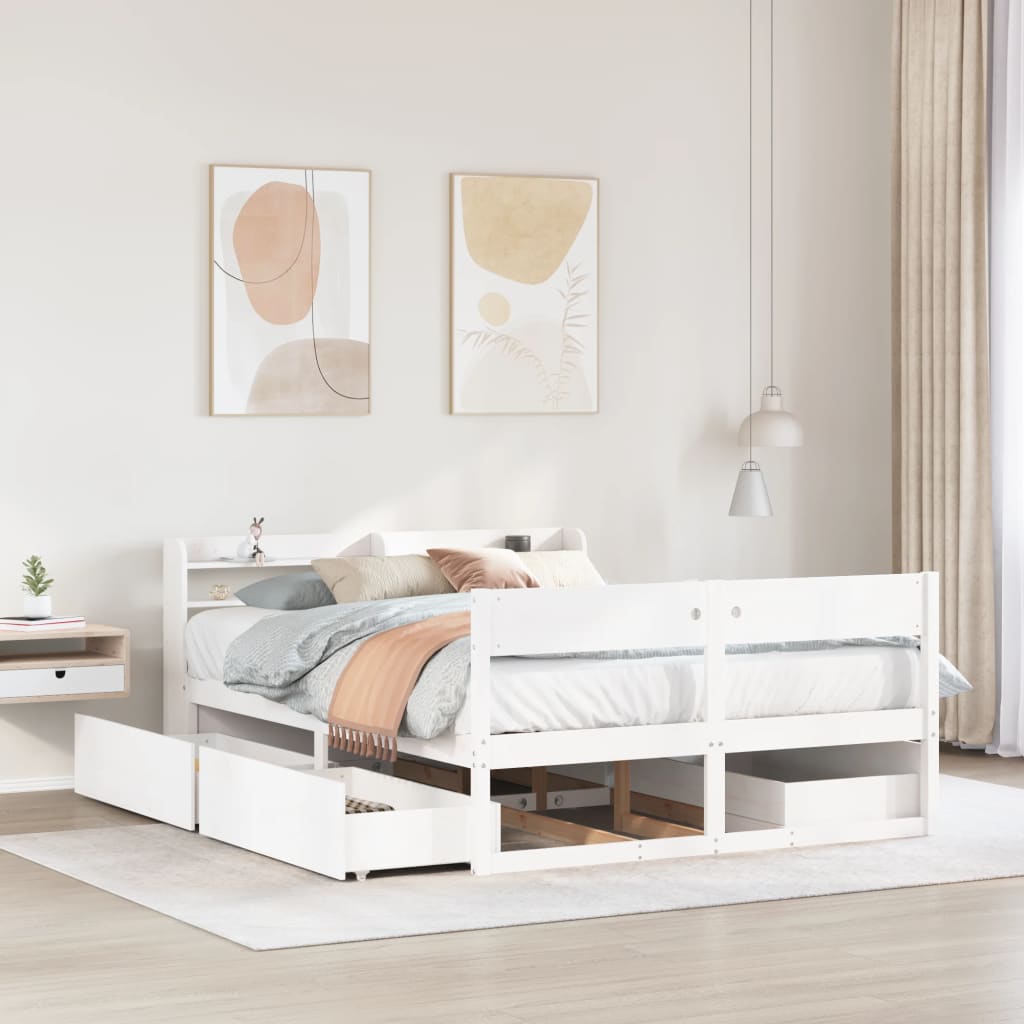 Bedframe zonder matras massief grenenhout wit 140x200 cm is nu te koop bij PeponiXL, paradijselijk wonen!