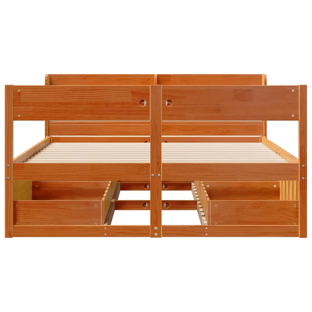 Bedframe zonder matras massief grenenhout wasbruin 140x200 cm is nu te koop bij PeponiXL, paradijselijk wonen!