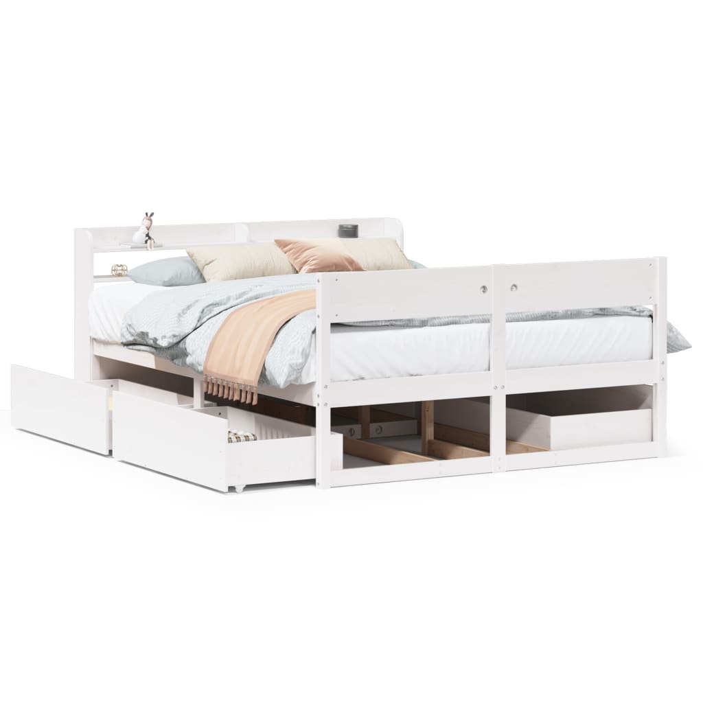 Bedframe zonder matras massief grenenhout wit 120x200 cm is nu te koop bij PeponiXL, paradijselijk wonen!