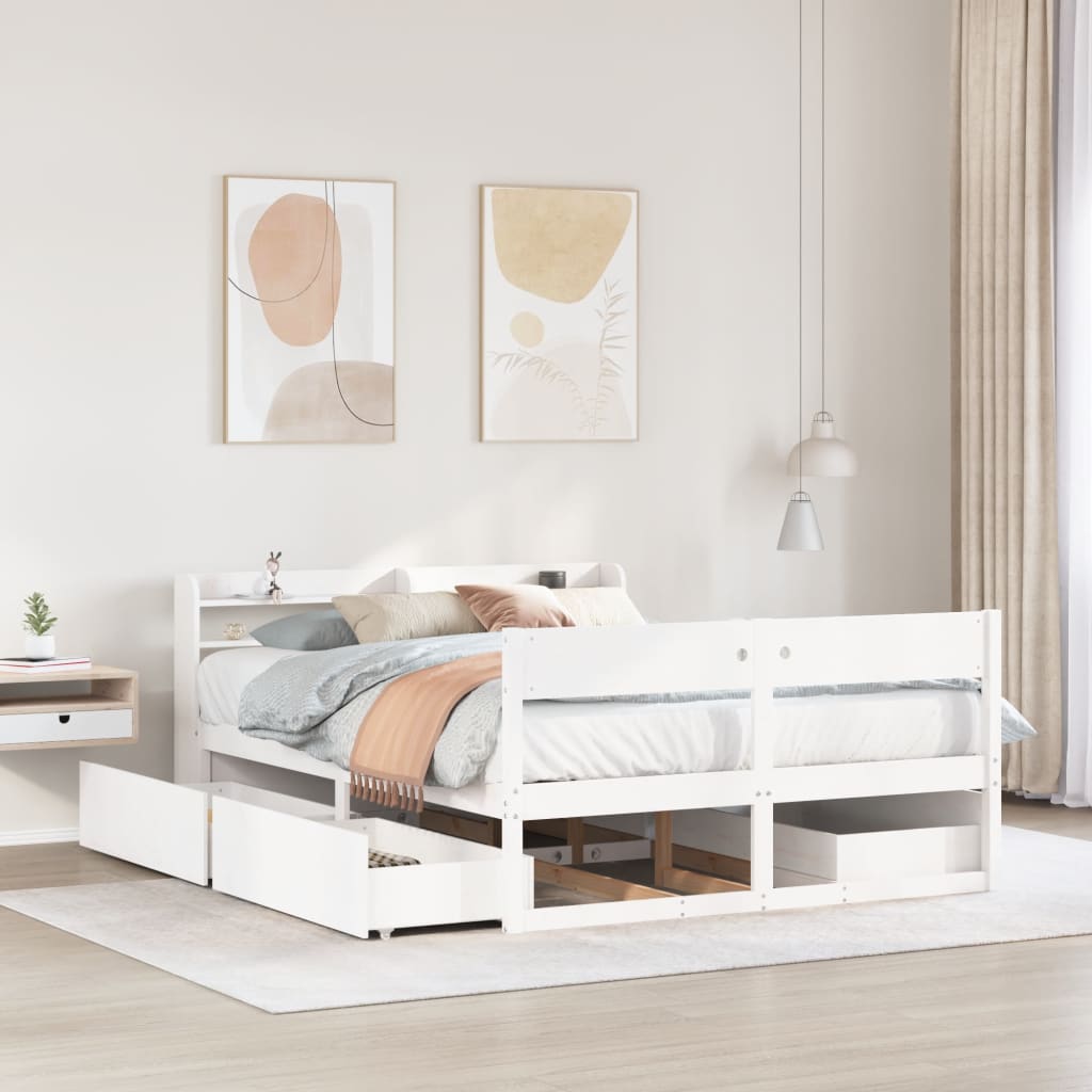 Bedframe zonder matras massief grenenhout wit 120x200 cm is nu te koop bij PeponiXL, paradijselijk wonen!