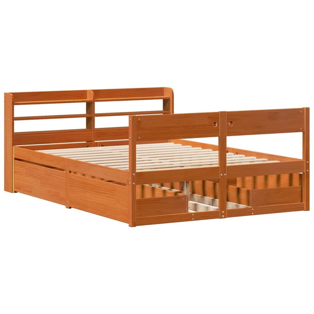 Bedframe zonder matras massief grenenhout wasbruin 120x200 cm is nu te koop bij PeponiXL, paradijselijk wonen!