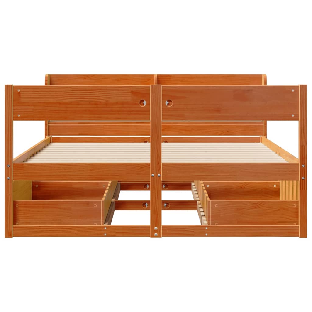 Bedframe zonder matras massief grenenhout wasbruin 120x200 cm is nu te koop bij PeponiXL, paradijselijk wonen!