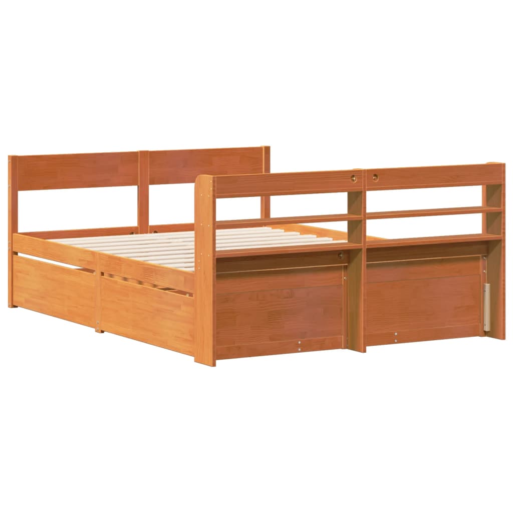 Bedframe zonder matras massief grenenhout wasbruin 120x200 cm is nu te koop bij PeponiXL, paradijselijk wonen!