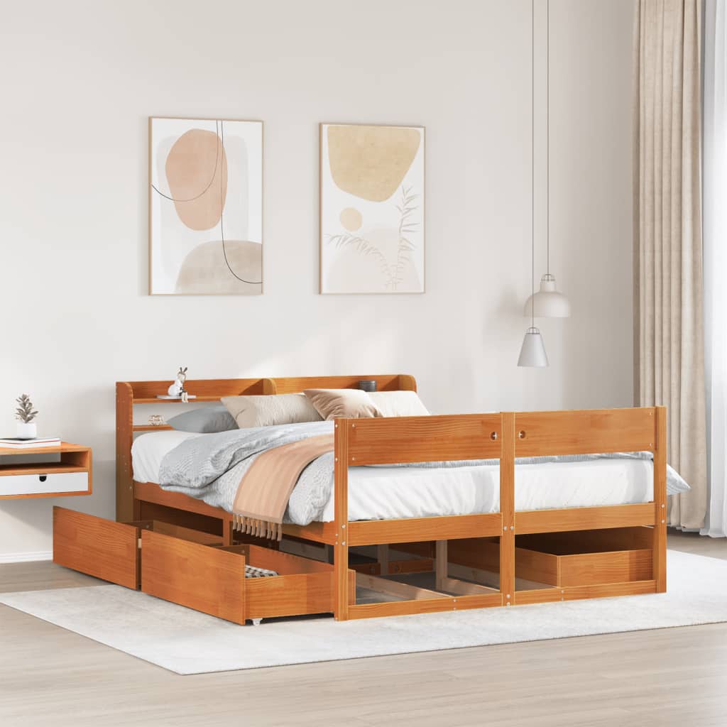 Bedframe zonder matras massief grenenhout wasbruin 120x200 cm is nu te koop bij PeponiXL, paradijselijk wonen!