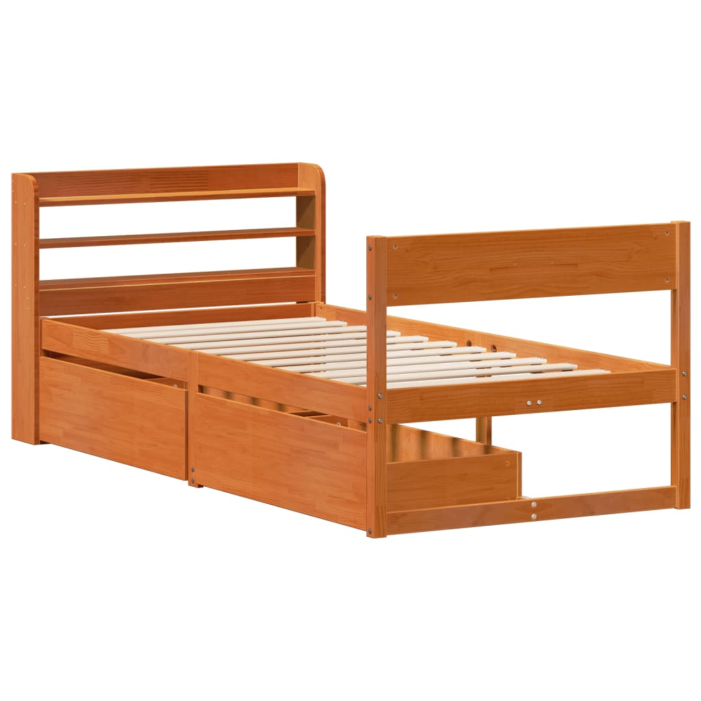 Bedframe zonder matras massief grenenhout wasbruin 100x200 cm is nu te koop bij PeponiXL, paradijselijk wonen!