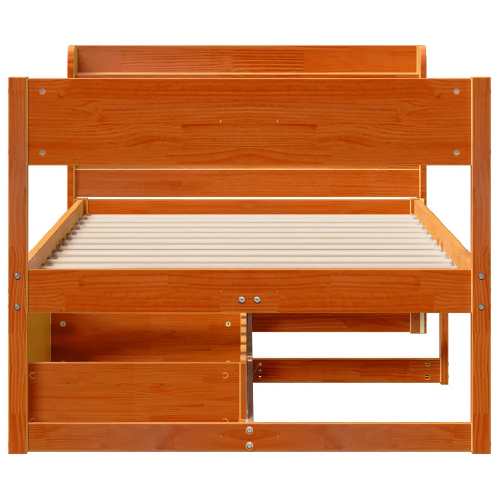 Bedframe zonder matras massief grenenhout wasbruin 100x200 cm is nu te koop bij PeponiXL, paradijselijk wonen!