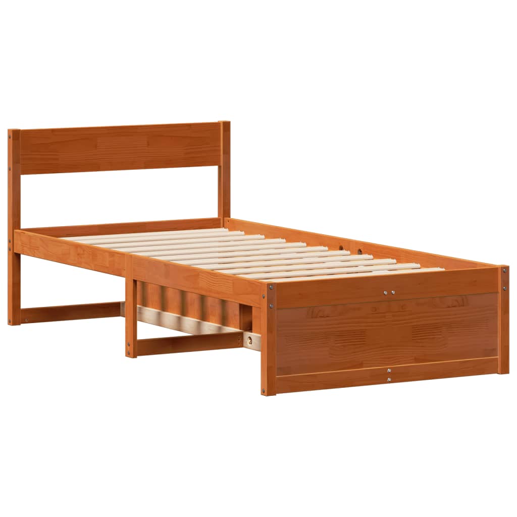 Bedframe zonder matras massief grenenhout wasbruin 100x200 cm is nu te koop bij PeponiXL, paradijselijk wonen!