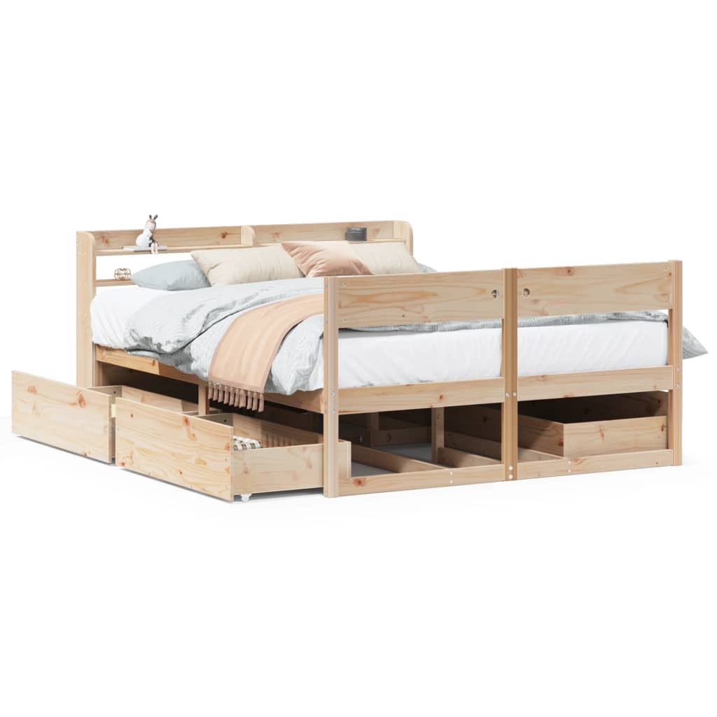 Bedframe zonder matras massief grenenhout 135x190 cm is nu te koop bij PeponiXL, paradijselijk wonen!