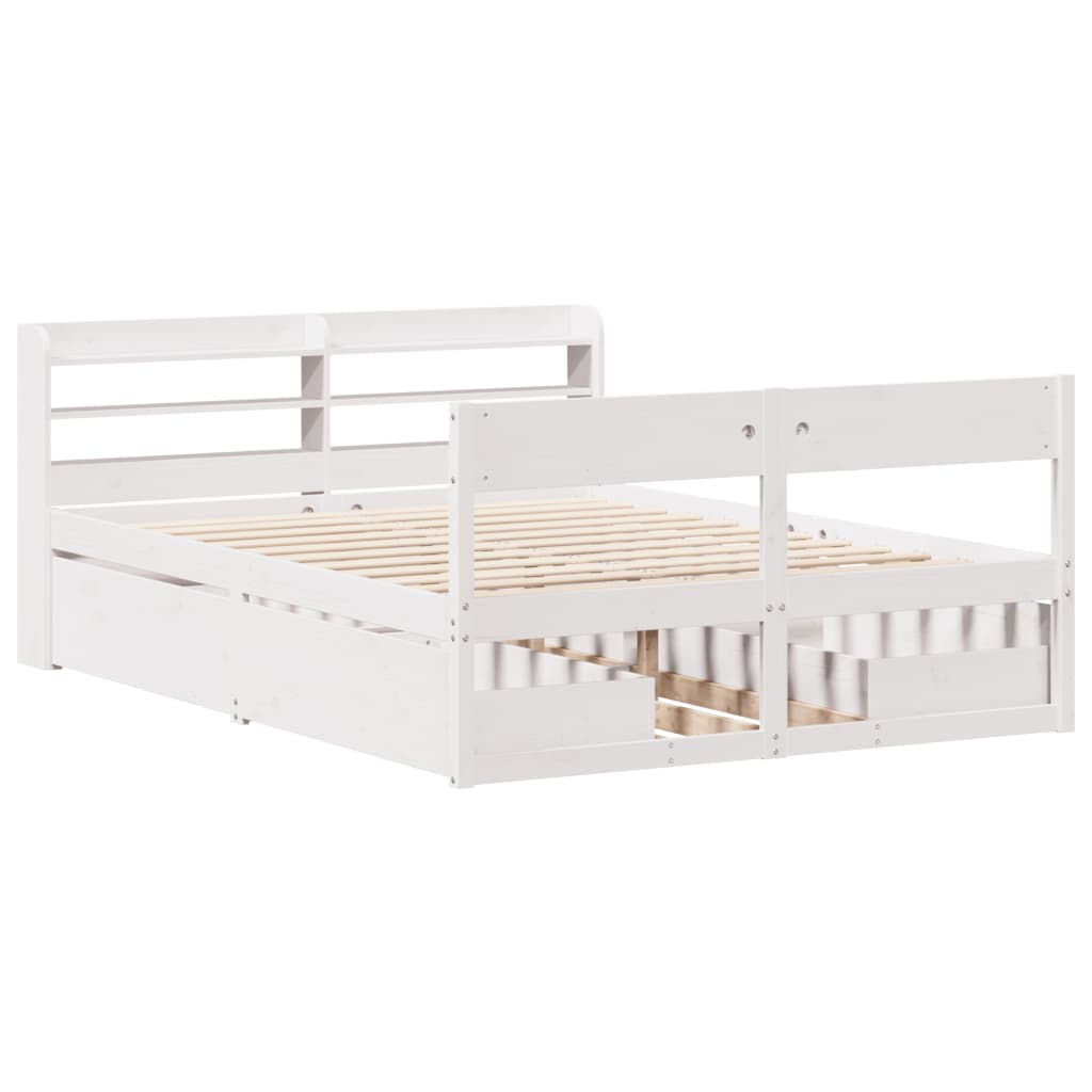 Bedframe zonder matras massief grenenhout wit 135x190 cm is nu te koop bij PeponiXL, paradijselijk wonen!