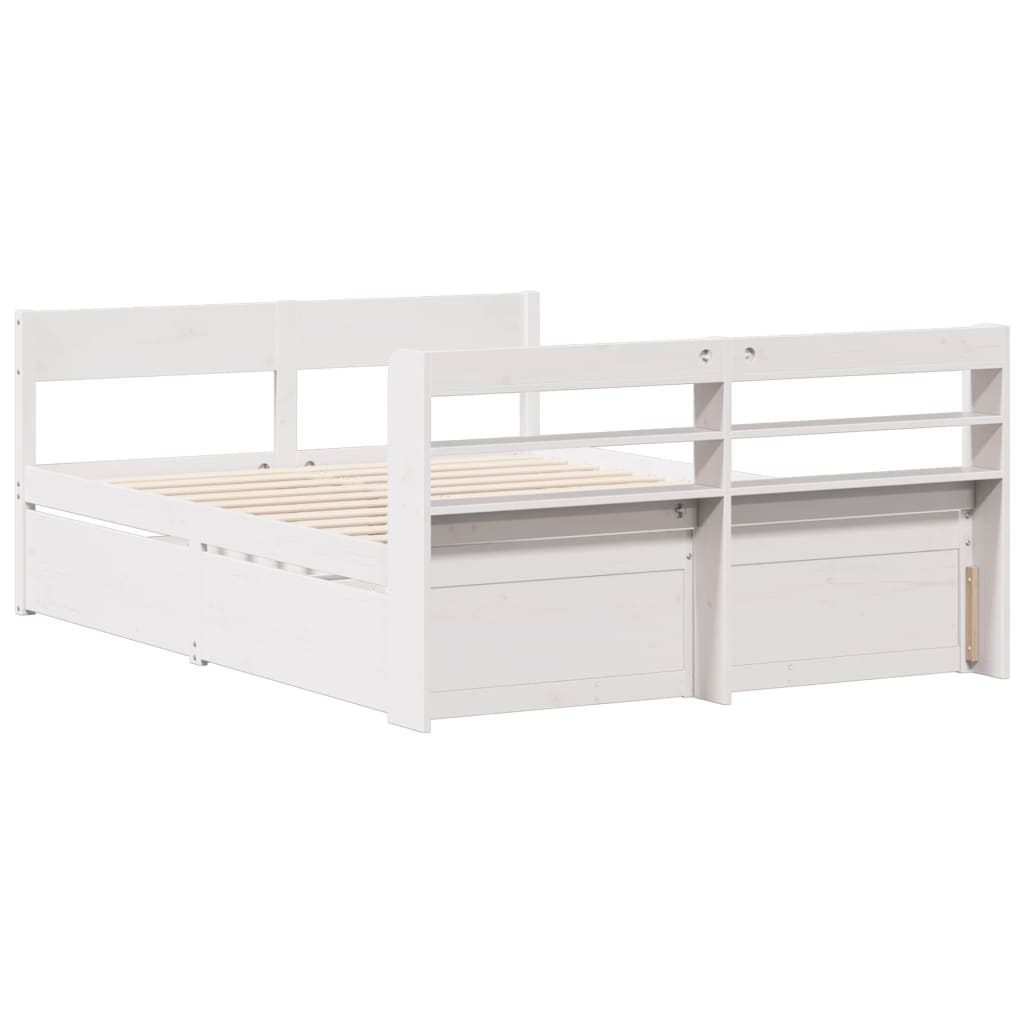 Bedframe zonder matras massief grenenhout wit 135x190 cm is nu te koop bij PeponiXL, paradijselijk wonen!