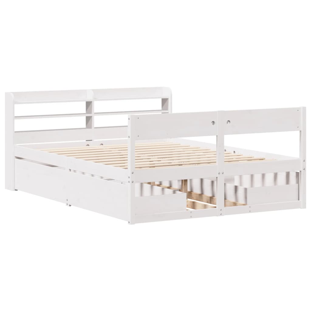 Bedframe zonder matras massief grenenhout wit 120x190 cm is nu te koop bij PeponiXL, paradijselijk wonen!