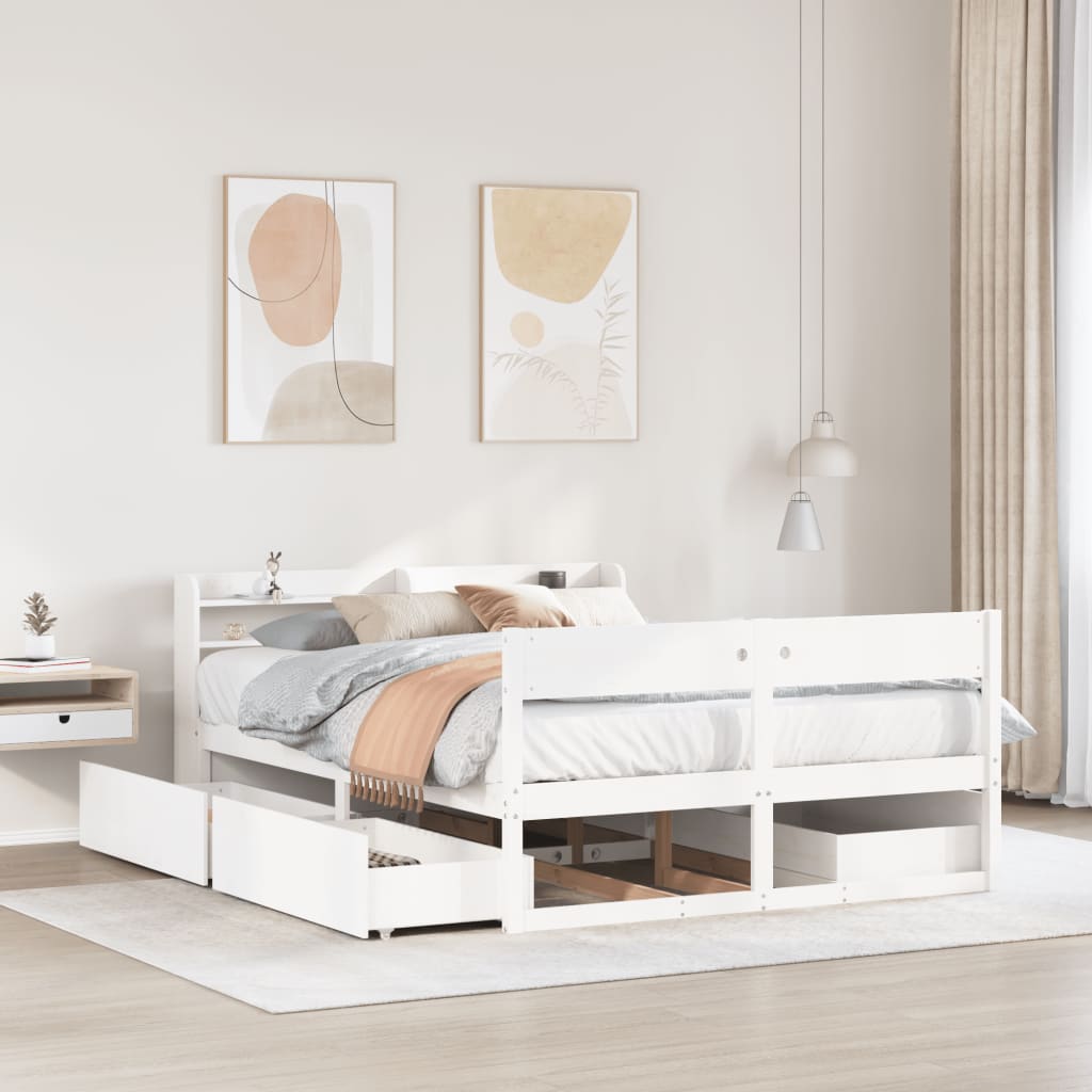 Bedframe zonder matras massief grenenhout wit 120x190 cm is nu te koop bij PeponiXL, paradijselijk wonen!