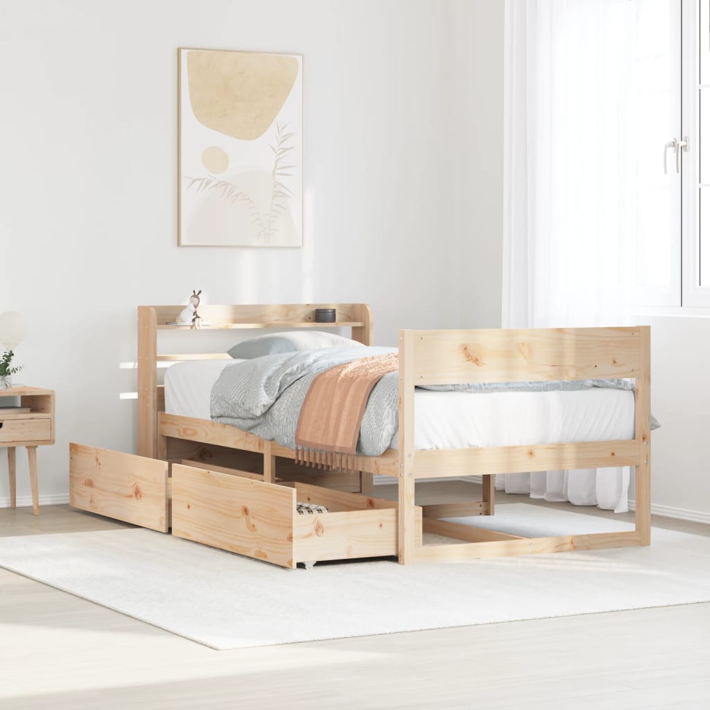 Bedframe zonder matras massief grenenhout 75x190 cm is nu te koop bij PeponiXL, paradijselijk wonen!