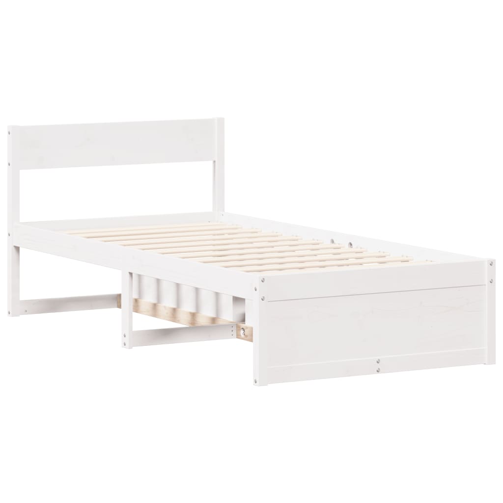 Bedframe zonder matras massief grenenhout wit 75x190 cm is nu te koop bij PeponiXL, paradijselijk wonen!