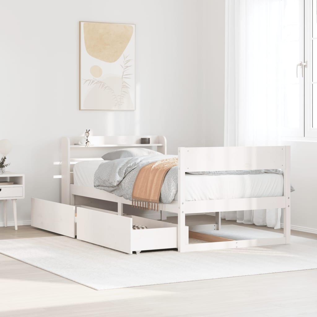 Bedframe zonder matras massief grenenhout wit 75x190 cm is nu te koop bij PeponiXL, paradijselijk wonen!