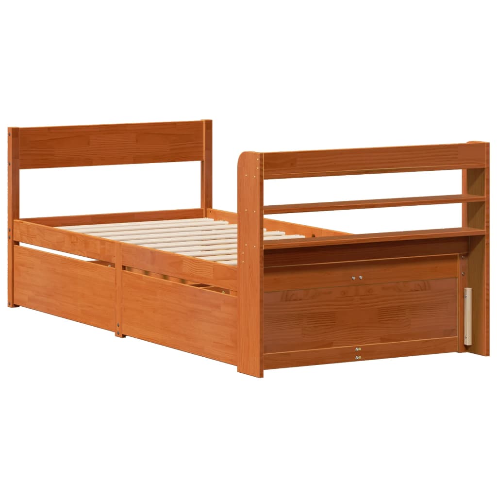 Bedframe zonder matras massief grenenhout wasbruin 75x190 cm is nu te koop bij PeponiXL, paradijselijk wonen!