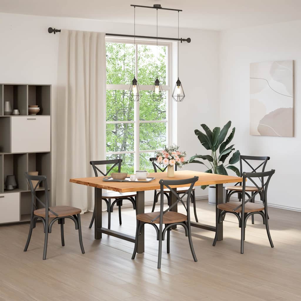 Eettafel rechthoekig 180x120x74 cm massief eikenhout lichtbruin is nu te koop bij PeponiXL, paradijselijk wonen!