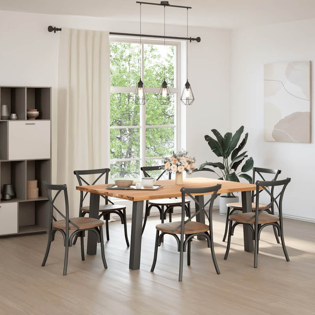 Eettafel rechthoekig 180x120x74 cm massief eikenhout lichtbruin is nu te koop bij PeponiXL, paradijselijk wonen!