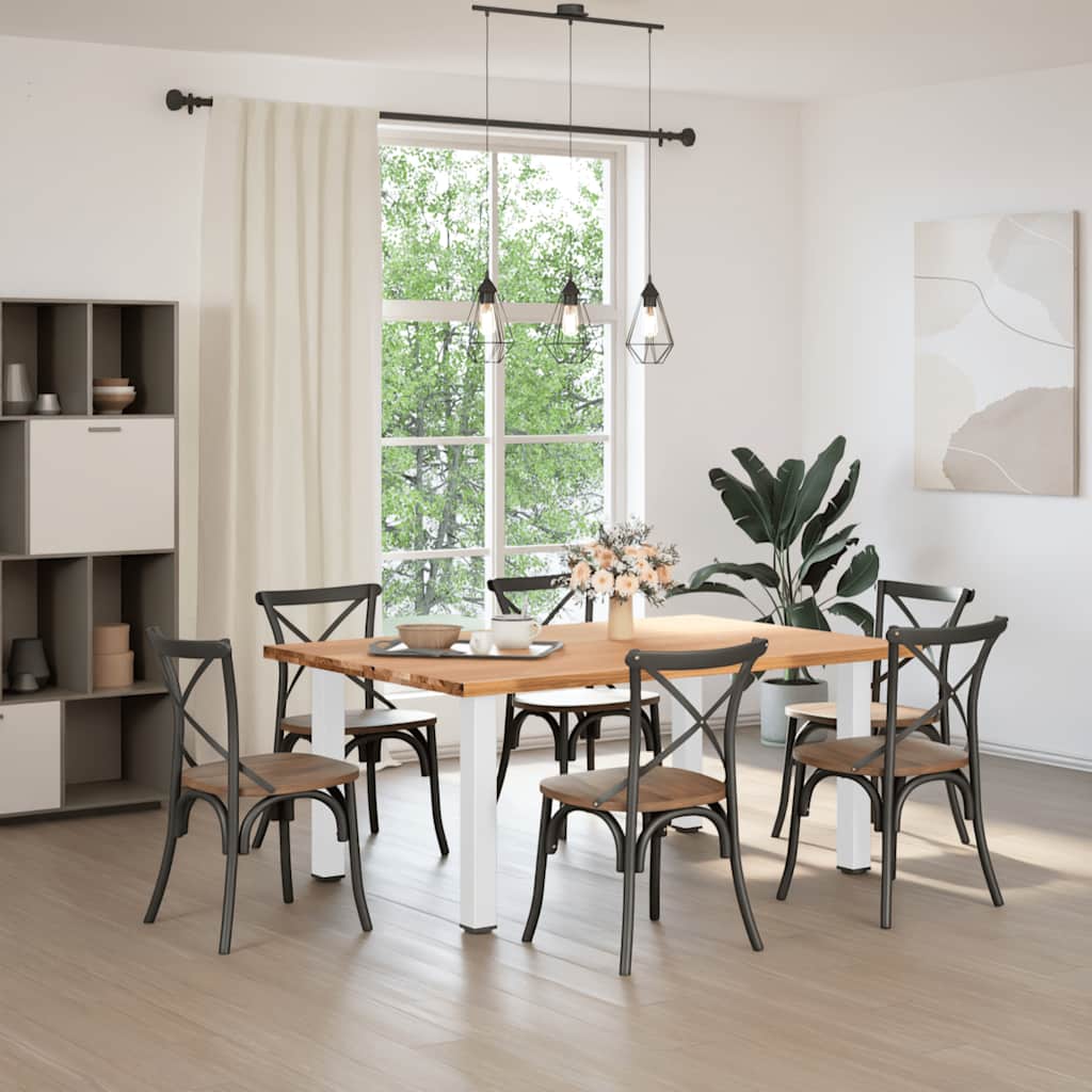 Eettafel rechthoekig 180x120x74 cm massief eikenhout lichtbruin is nu te koop bij PeponiXL, paradijselijk wonen!