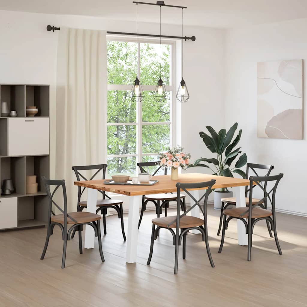 Eettafel rechthoekig 180x120x74 cm massief eikenhout lichtbruin is nu te koop bij PeponiXL, paradijselijk wonen!