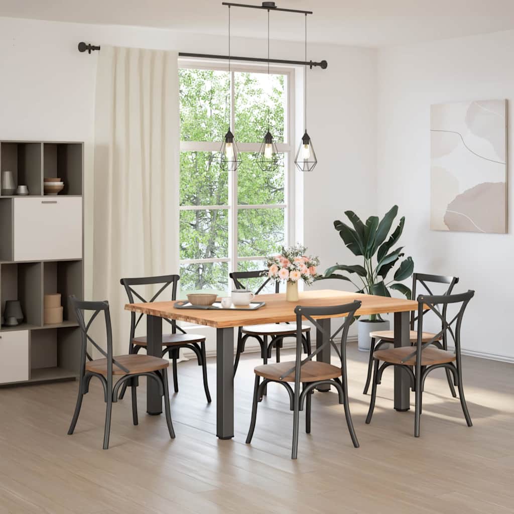 Eettafel met levende rand 180x120x74 cm massief eikenhout rechthoekig is nu te koop bij PeponiXL, paradijselijk wonen!