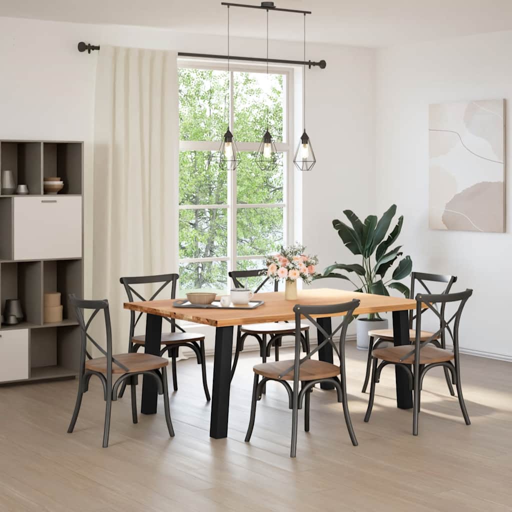 Eettafel met levende rand 180x120x74 cm massief eikenhout rechthoekig is nu te koop bij PeponiXL, paradijselijk wonen!