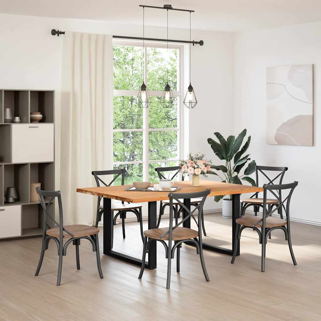 Eettafel rechthoekig 180x120x74 cm massief eikenhout lichtbruin is nu te koop bij PeponiXL, paradijselijk wonen!