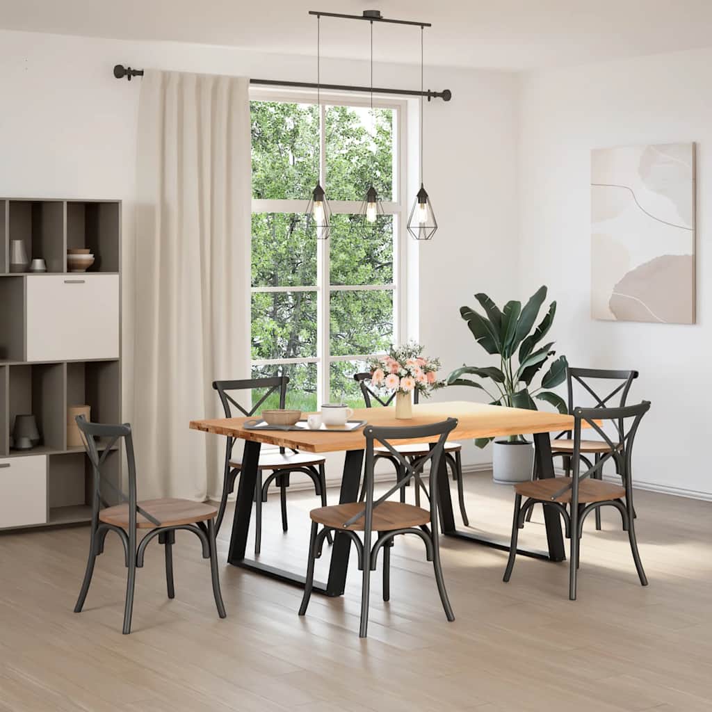 Eettafel 180x120x74 cm massief eikenhout lichtbruin is nu te koop bij PeponiXL, paradijselijk wonen!