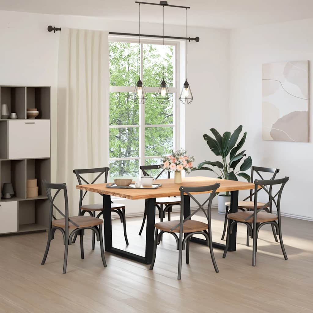 Eettafel met natuurlijke rand 180x120x74 cm massief eikenhout is nu te koop bij PeponiXL, paradijselijk wonen!